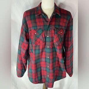Codet Flannel Quilted Lined Plaid Snap Vintage Shirt Jacket Made in USA XL Tall